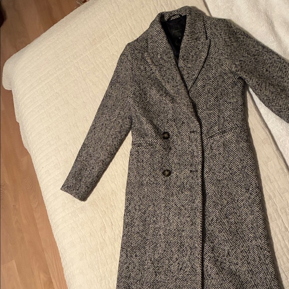Dynamite Gray Herringbone Double-Breasted Pea Coat - Picture 4 of 6
